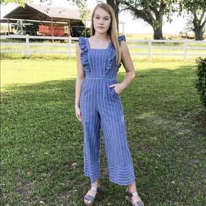 Pinstripes and Ruffles Jumpsuit